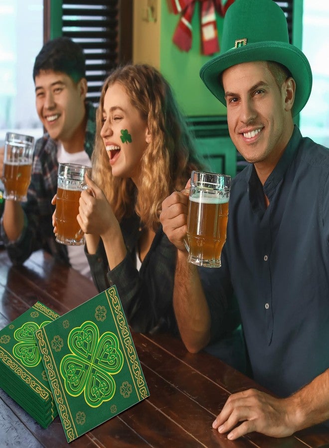 وولاين مجموعة مناديل ورقية من والين، ٥٠ قطعة، بتصميم نبات البرسيم الأخضر، للاستخدام مرة واحدة، مثالية لعيد القديس باتريك، ولتناول الغداء والعشاء، ولحفلات أعياد الميلاد والمناسبات الأيرلندية. - Image 5